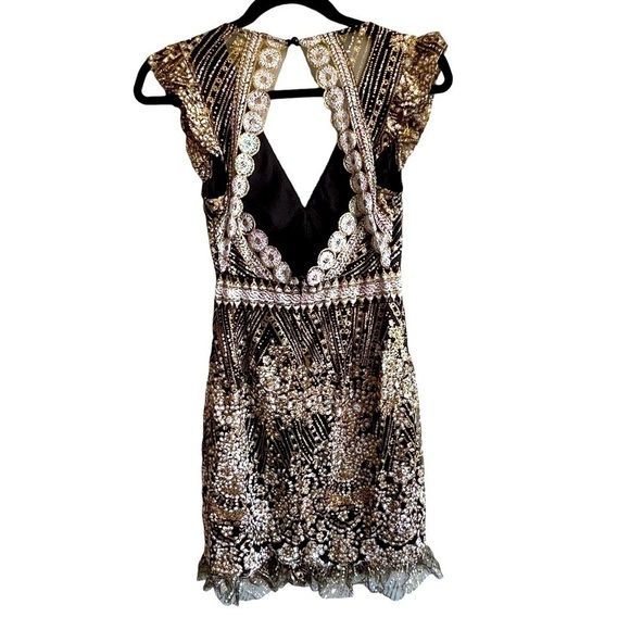 HELLO MOLLY Black& Gold  Dress NWT Size XS/ US 2 - Picture 7 of 11
